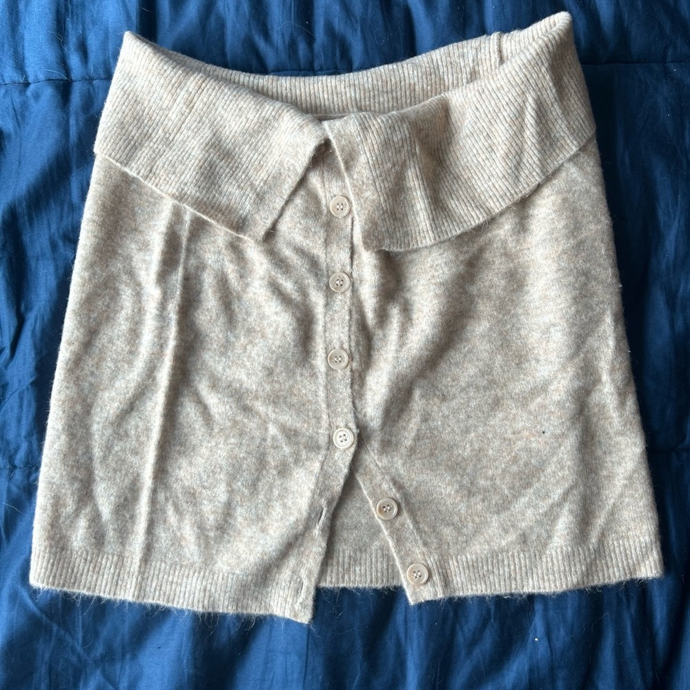 Beige Button-Up Women's Skirt